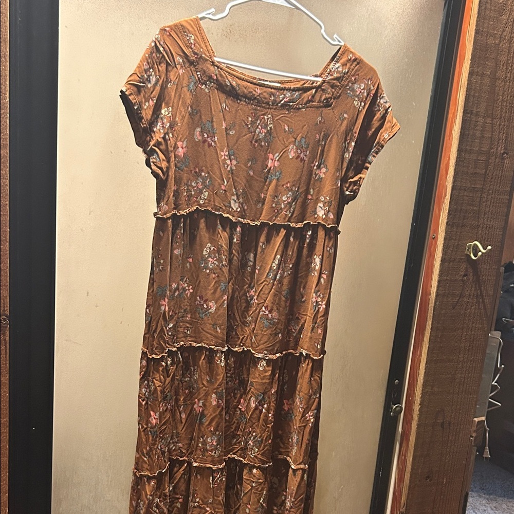 NATURAL LIFE Floral Brown Maxi Dress